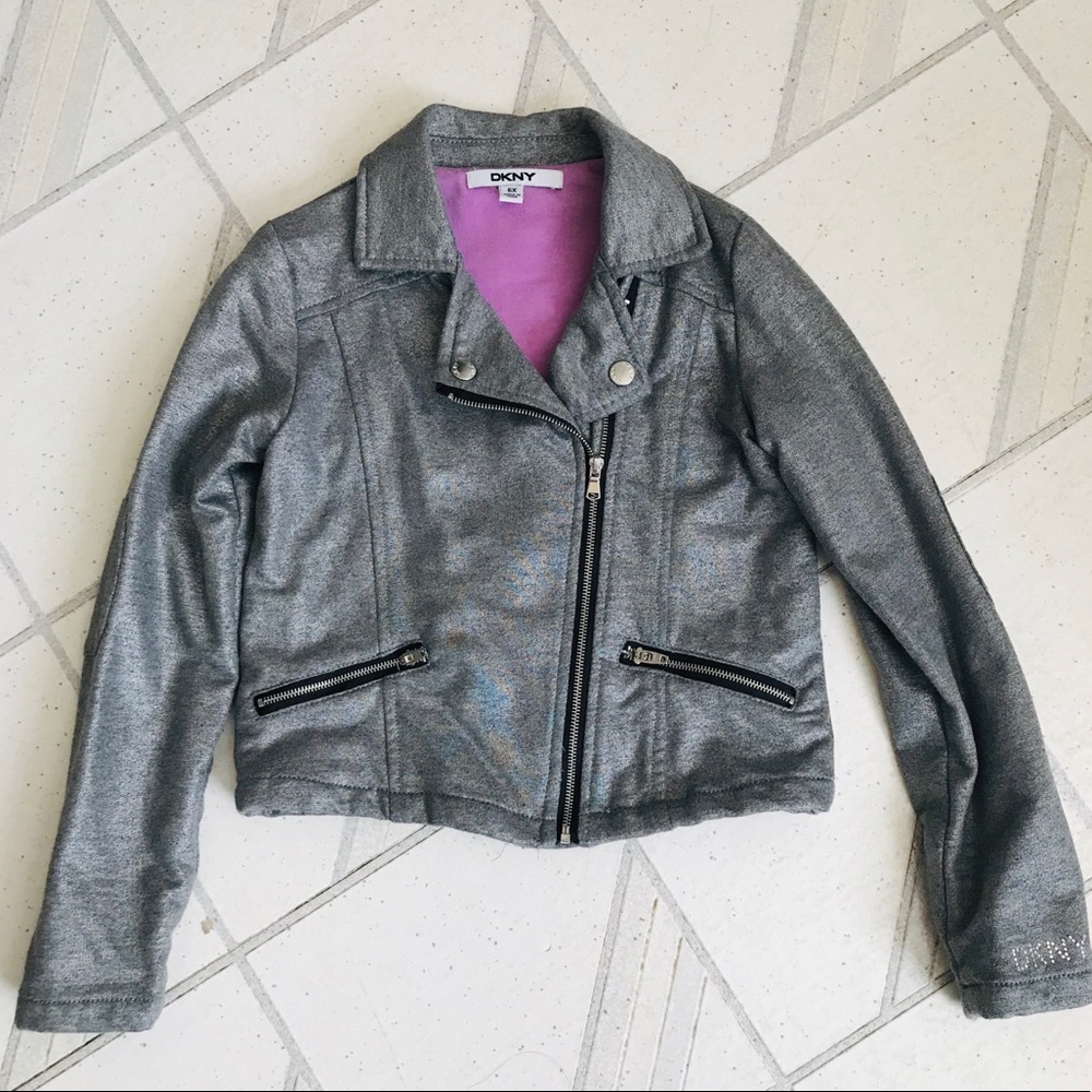 DKNY  METALLIC MOTO  BIKER JACKET 6